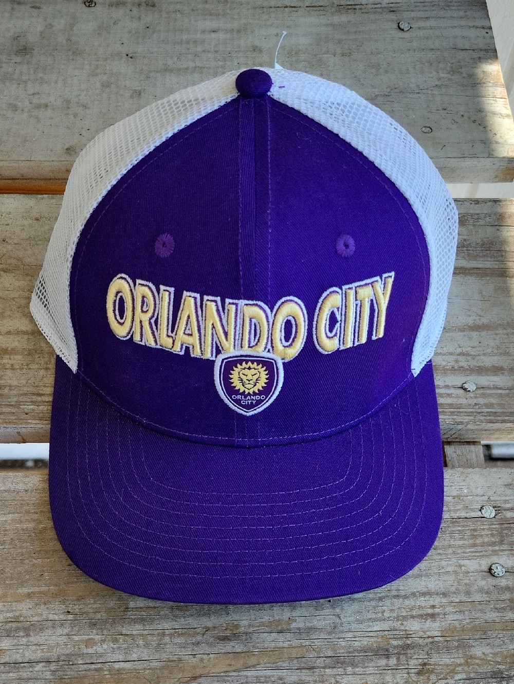Purple and White Mesh Ball Hat Orlando City